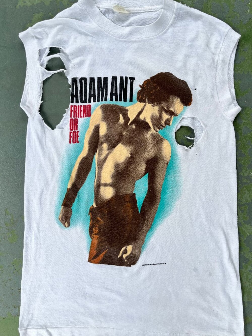 Vintage 80s Concert Trashed Adam Ant Friend or Foe Sleeveless T Shirt 1983 FOTL